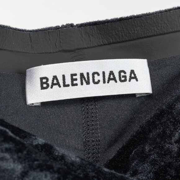 Balenciaga Demna Black Crushed-Velvet Draped-Front Leggings - Picture 7 of 10